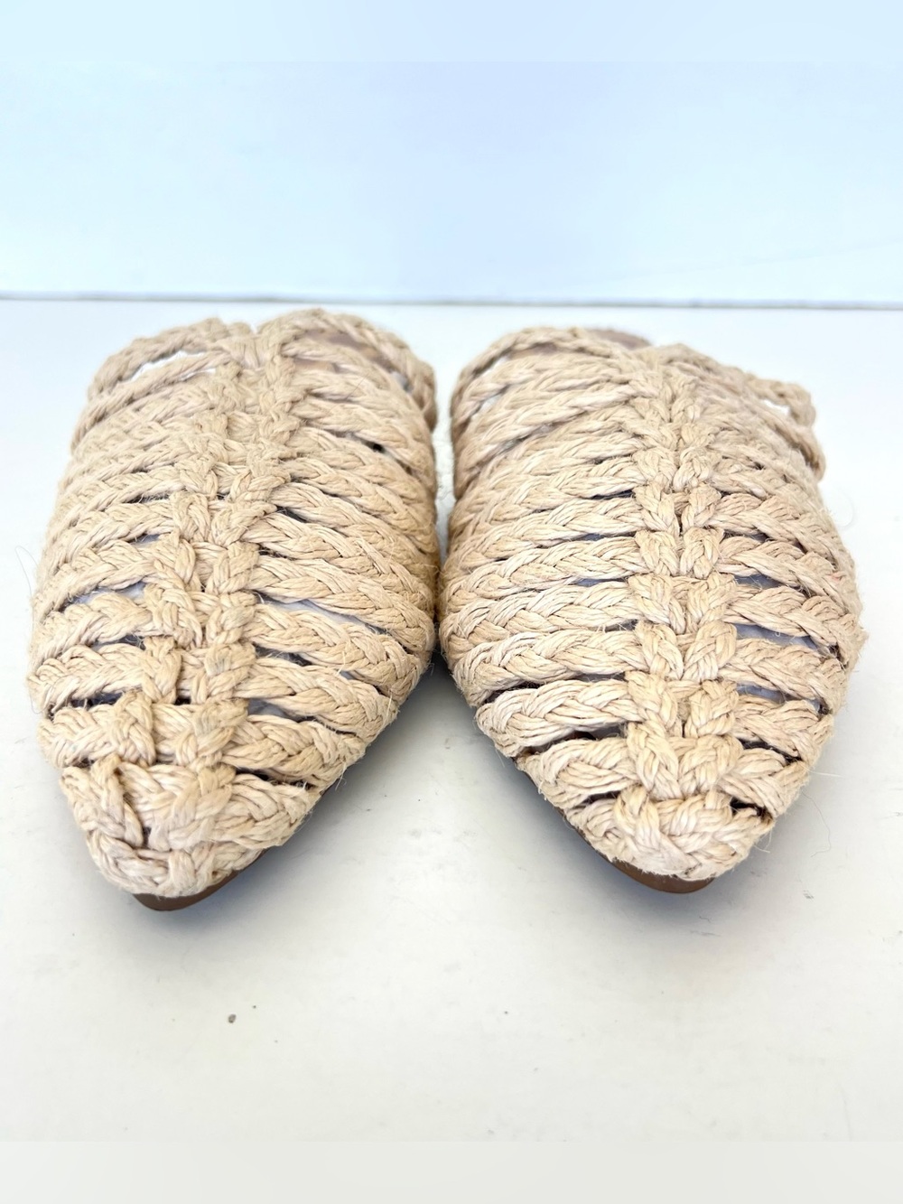 SAM EDELMAN Circus Cream Braided Pointy Closed Toe Summer Boho Ballet Flats Sz 8 - Picture 3 of 12